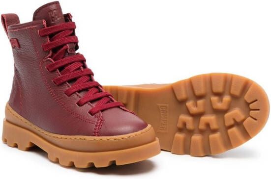 Camper Kids Brutus lace-up leather boots Red