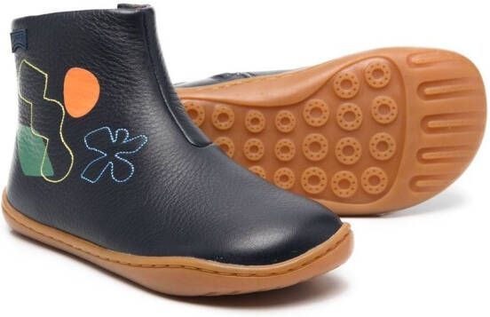 Camper Kids embroidered-detail ankle boots Blue