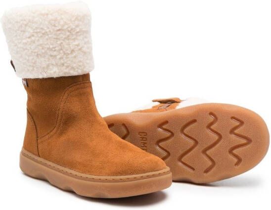 Camper Kids faux-shearling trimmed boots Brown