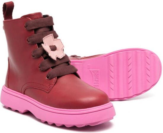 Camper Kids flower-patch detail boots Red