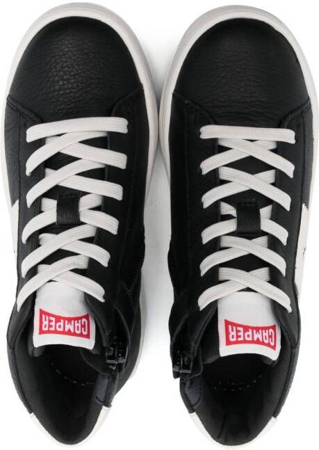 Camper Kids logo-patch leather sneakers Black