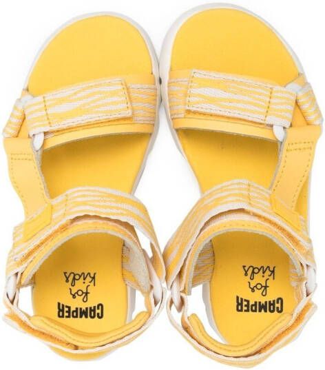 Camper Kids logo touch-strap sandals Yellow