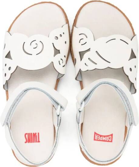 Camper Kids Miko Twins laser-cut detail sandals White