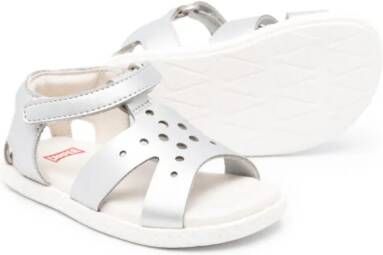 Camper Kids Miko Twins perforated leather sandals Silver