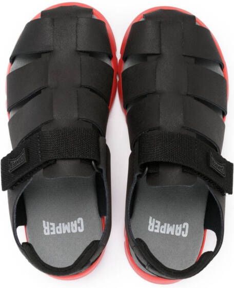 Camper Kids Oruga logo-appliqué cage sandals Black