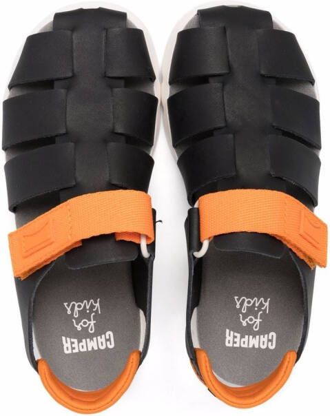 Camper Kids Oruga touch-strap leather sandals Black