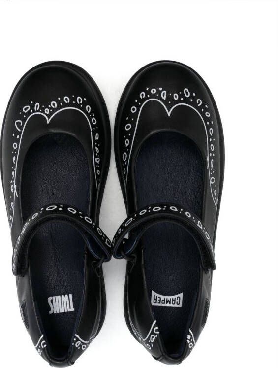 Camper Kids round-toe leather ballerina shoes Black