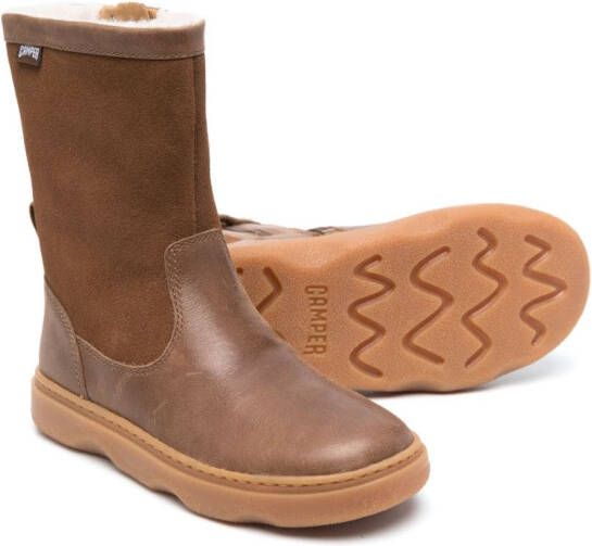 Camper Kids round-toe leather boots Brown