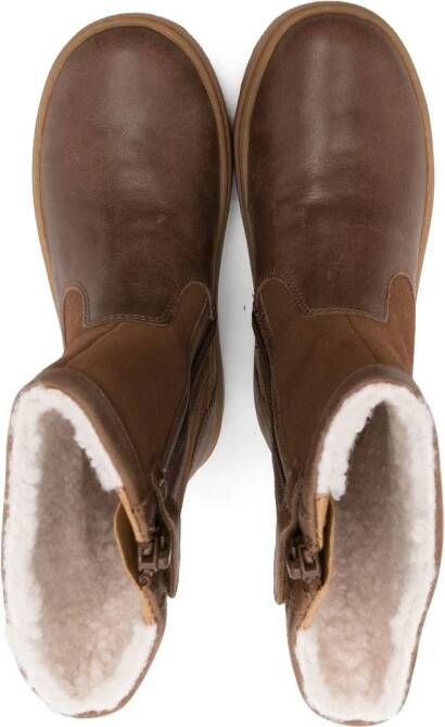 Camper Kids round-toe leather boots Brown