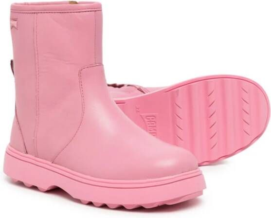 Camper Kids round-toe leather boots Pink