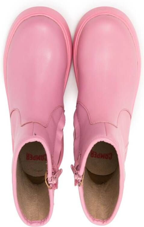 Camper Kids round-toe leather boots Pink