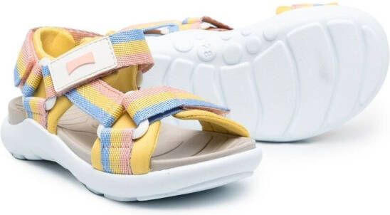 Camper Kids striped touch-strap sandals Yellow
