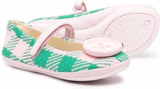 Camper Kids Twins checked ballerina shoes Pink