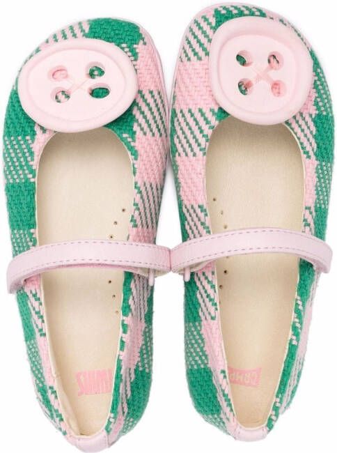 Camper Kids Twins checked ballerina shoes Pink
