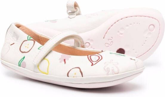 Camper Kids Twins embroidered ballerina shoes White