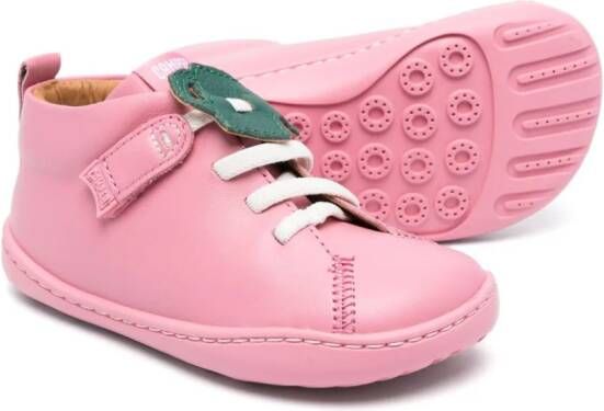 Camper Kids Twins floral-appliqué leather sneakers Pink