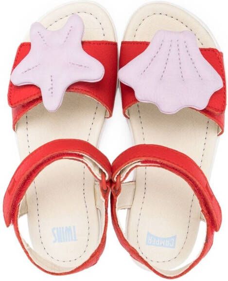 Camper Kids Twins sea shell open-toe sandals Red
