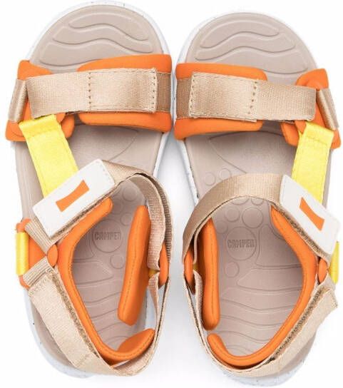 Camper Kids Wous touch-strap leather sandals Orange