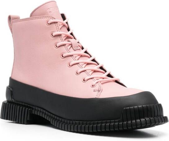 Camper logo lace-up ankle boots Pink
