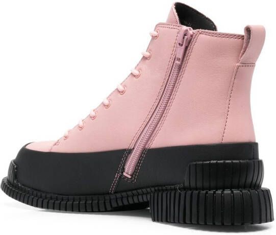 Camper logo lace-up ankle boots Pink