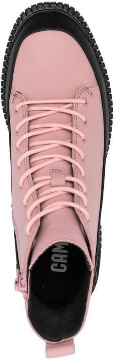 Camper logo lace-up ankle boots Pink