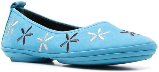 Camper Nina floral-embroidered ballerina shoes Blue