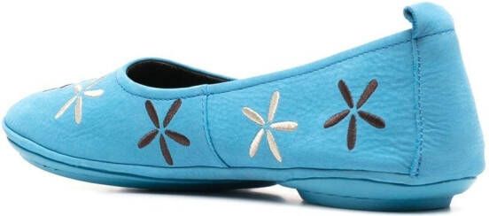 Camper Nina floral-embroidered ballerina shoes Blue