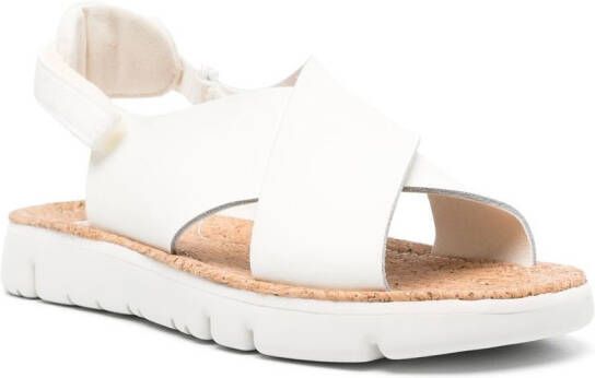 Camper Oruga crossover-strap leather sandals White
