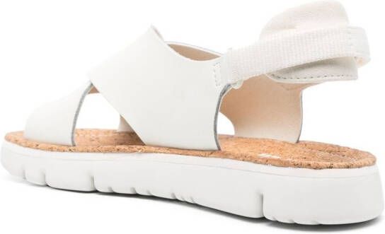 Camper Oruga crossover-strap leather sandals White