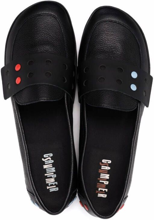 Camper perforated-strap leather loafers Black