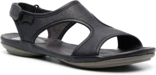 Camper Right leather flat sandals Black