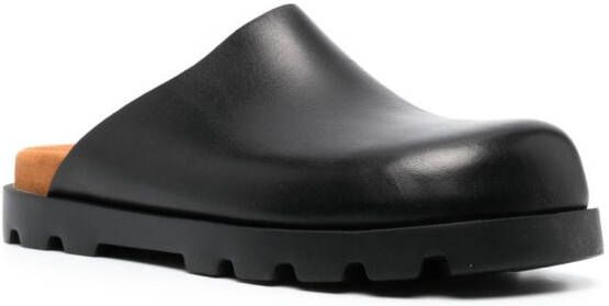 Camper square-toe leather slippers Black