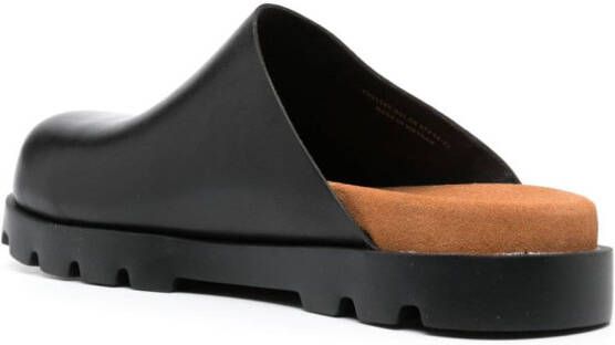 Camper square-toe leather slippers Black