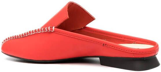 Camper stitching details loafer mules Red