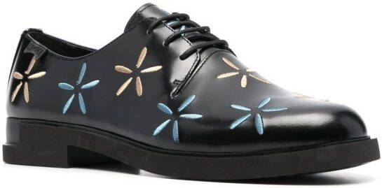 Camper Twins Iman floral-embroidered brogues Black