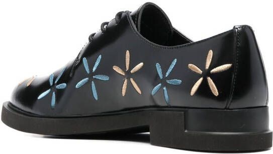 Camper Twins Iman floral-embroidered brogues Black