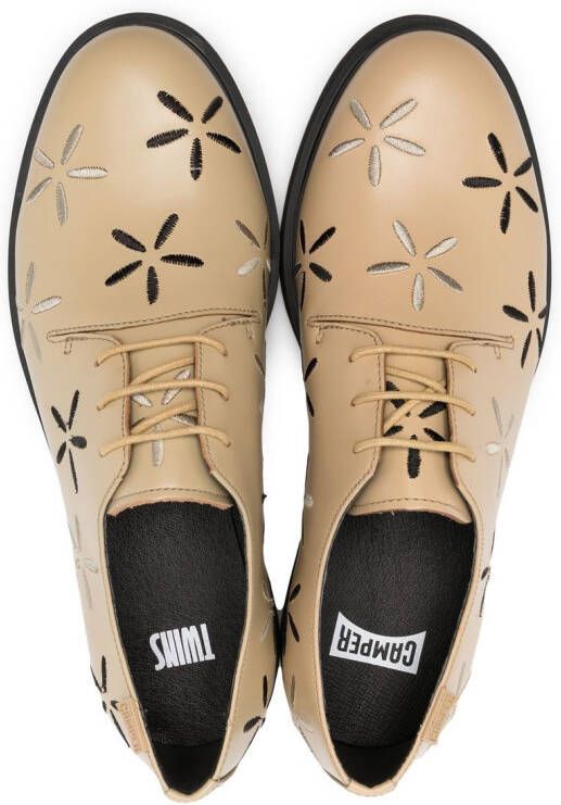 Camper Twins Iman floral-embroidered brogues Neutrals