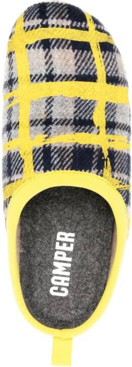 Camper Wabi grid-pattern wool slippers Blue