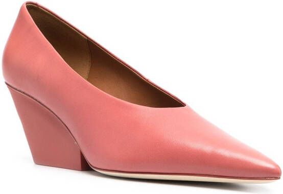 CamperLab pointed wedge heel pumps Red