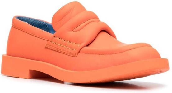 CamperLab square-toe leather loafers Orange