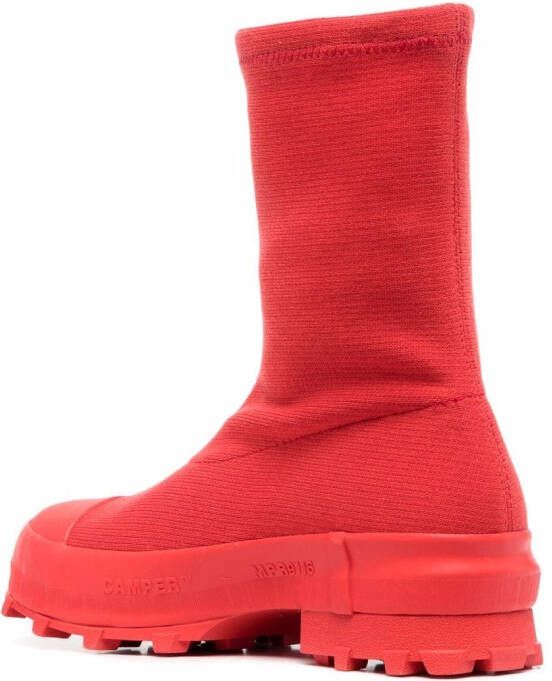 CamperLab Traktori stretch-knit high-ankle boots Red