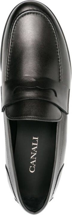 Canali calf leather loafers Black