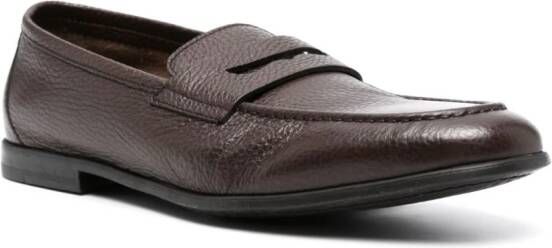 Canali grained leather loafers Brown