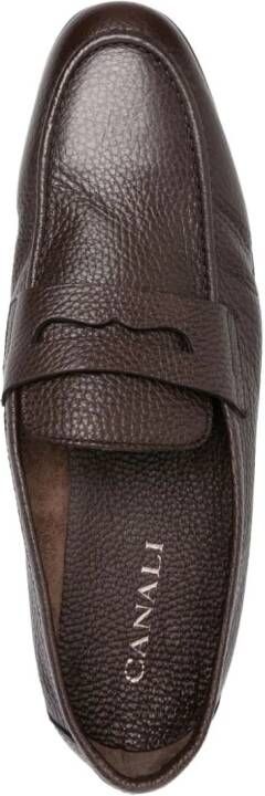 Canali grained leather loafers Brown