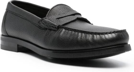 Canali grained-texture almond-toe loafers Black