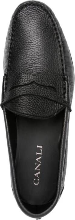 Canali grained-texture almond-toe loafers Black