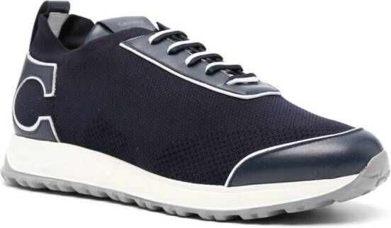 Canali logo-patch knitted sneakers Blue