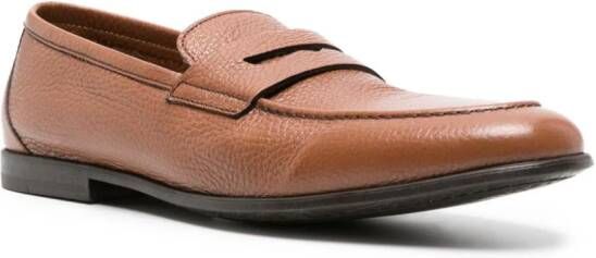 Canali penny-slot leather loafers Brown
