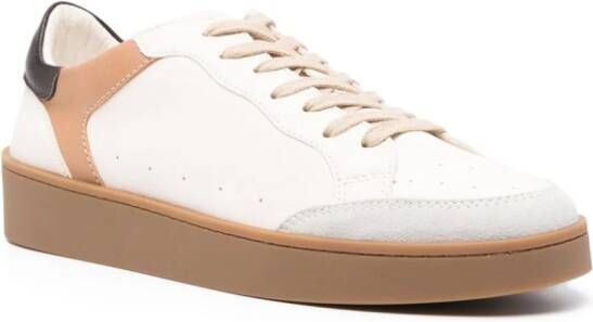 Canali perforated-detail leather sneakers Neutrals