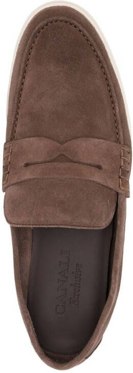 Canali suede slip-on loafers Brown